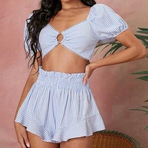 Cute baby blue/white striped 2 piece.